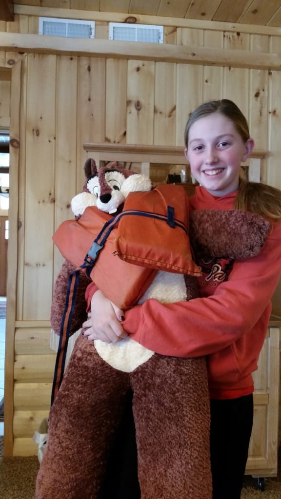 Rachel giving Charlie a final hug before heading out into the cold.