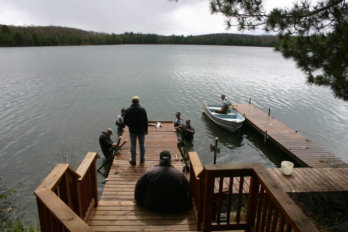 Lodge dock going in. 