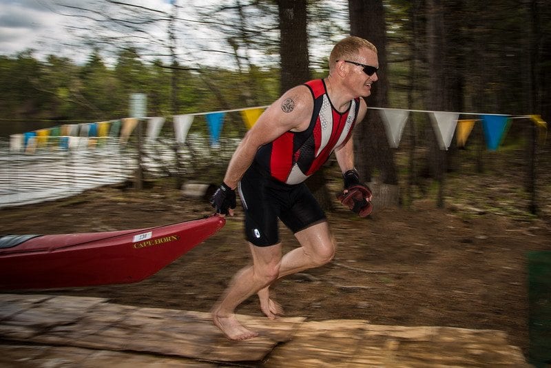 Racing out of the water.